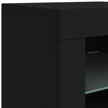 Beistellschrank mit LED-Leuchten Schwarz Holzwerkstoff