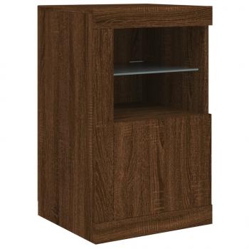 Beistellschrank mit LED-Leuchten Braun Eiche Holzwerkstoff