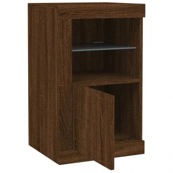 Beistellschrank mit LED-Leuchten Braun Eiche Holzwerkstoff