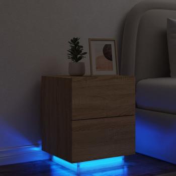 ARDEBO.de - Nachttisch mit LED-Leuchten Sonoma Eiche Holzwerkstoff