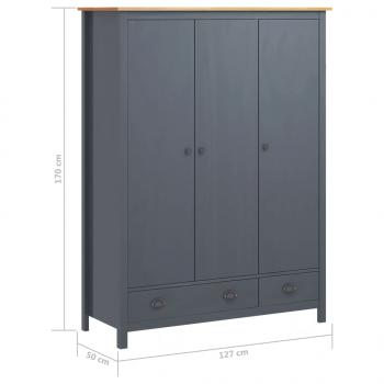 Kleiderschrank mit 3 Türen Hill Grau 127x50x170 cm Kiefernholz