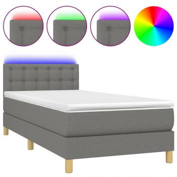 Boxspringbett mit Matratze & LED Dunkelgrau 100x200 cm Stoff