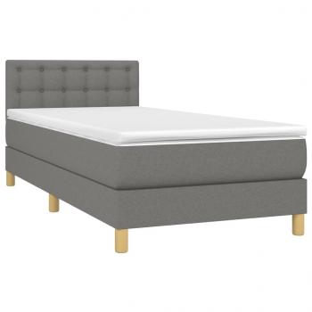 Boxspringbett mit Matratze & LED Dunkelgrau 100x200 cm Stoff