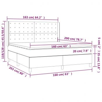 Boxspringbett mit Matratze Blau 160x200 cm Stoff