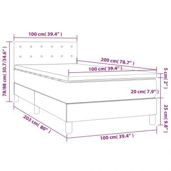 Boxspringbett mit Matratze Dunkelgrau 100x200 cm Stoff