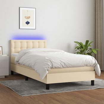 ARDEBO.de - Boxspringbett mit Matratze & LED Creme 100x200 cm Stoff