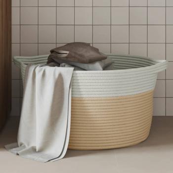 ARDEBO.de - Aufbewahrungskorb Beige und Weiß Ø40x25 cm Baumwolle