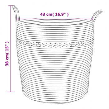 Aufbewahrungskorb Grau und Weiß Ø43x38 cm Baumwolle