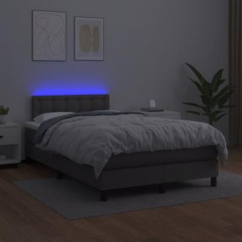 Boxspringbett mit Matratze & LED Grau 120x200 cm Kunstleder