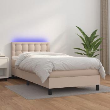 ARDEBO.de - Boxspringbett mit Matratze & LED Cappuccino-Braun 100x200cm