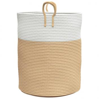 Aufbewahrungskorb Beige und Weiß Ø38x46 cm Baumwolle