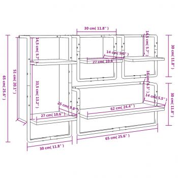 4-tlg. Wandregal-Set mit Stangen Räuchereiche Holzwerkstoff