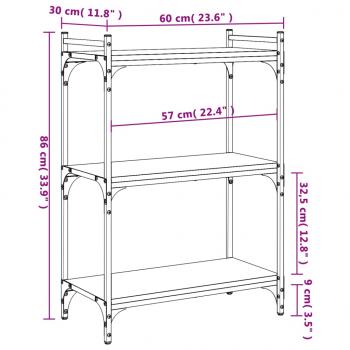 Bücherregal 3 Böden Schwarz 60x30x86 cm Holzwerkstoff