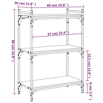 Bücherregal 3 Böden Grau Sonoma 60x30x86 cm Holzwerkstoff