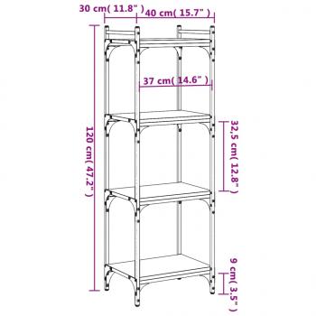 Bücherregal 4 Böden Sonoma-Eiche 40x30x120 cm Holzwerkstoff