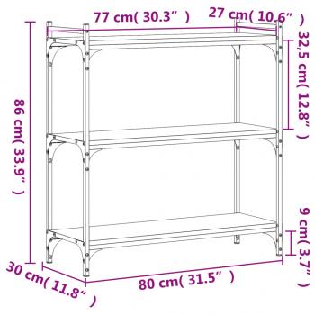 Bücherregal 3 Böden Sonoma-Eiche 80x30x86 cm Holzwerkstoff