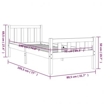 Massivholzbett 75x190 cm