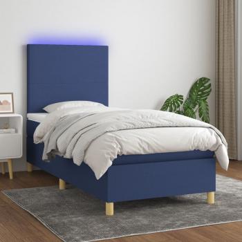 ARDEBO.de - Boxspringbett mit Matratze & LED Blau 100x200 cm Stoff