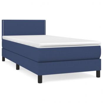 Boxspringbett mit Matratze Blau 100x200 cm Stoff