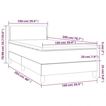 Boxspringbett mit Matratze Blau 100x200 cm Stoff