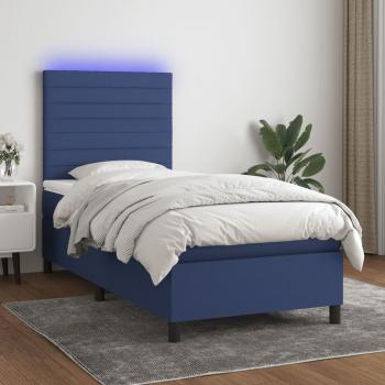 ARDEBO.de - Boxspringbett mit Matratze & LED Blau 100x200 cm Stoff