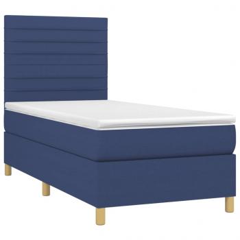 Boxspringbett mit Matratze & LED Blau 100x200 cm Stoff