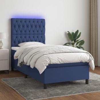 ARDEBO.de - Boxspringbett mit Matratze & LED Blau 100x200 cm Stoff