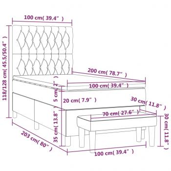 Boxspringbett mit Matratze Blau 100x200 cm Stoff