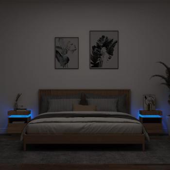 ARDEBO.de - Nachttische mit LED-Leuchten 2 Stk. Sonoma Eiche 40x39x48,5 cm