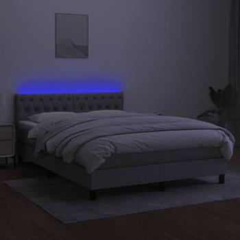 Boxspringbett mit Matratze & LED Hellgrau 140x190 cm Stoff