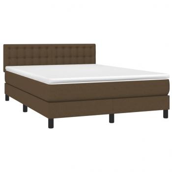 Boxspringbett mit Matratze & LED Dunkelbraun 140x190 cm Stoff