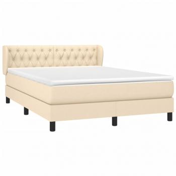 Boxspringbett mit Matratze Creme 140x200 cm Stoff