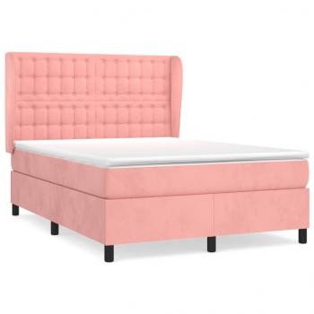 Boxspringbett mit Matratze Rosa 140x190 cm Samt