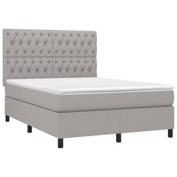 Boxspringbett mit Matratze Hellgrau 140x190 cm Stoff