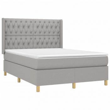 Boxspringbett mit Matratze Hellgrau 140x200 cm Stoff