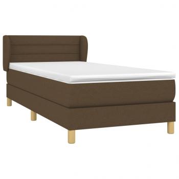 Boxspringbett mit Matratze Dunkelbraun 90x200 cm Stoff