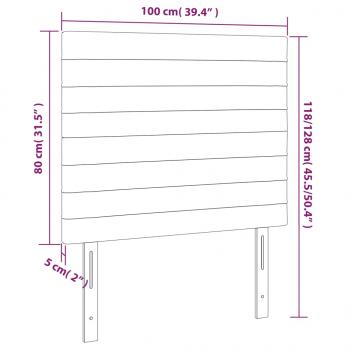 LED Kopfteil Dunkelbraun 100x5x118/128 cm Stoff