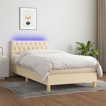 ARDEBO.de - Boxspringbett mit Matratze & LED Creme 90x200 cm Stoff 