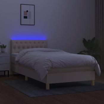 Boxspringbett mit Matratze & LED Creme 90x200 cm Stoff 