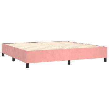 Boxspringbett mit Matratze & LED Rosa 200x200 cm Samt