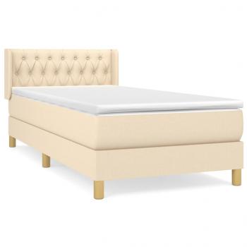 Boxspringbett mit Matratze Creme 90x200 cm Stoff