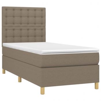 Boxspringbett mit Matratze & LED Taupe 100x200 cm Stoff