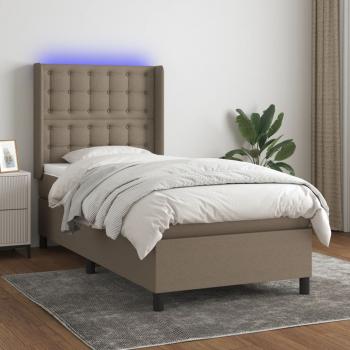 ARDEBO.de - Boxspringbett mit Matratze & LED Taupe 100x200 cm Stoff