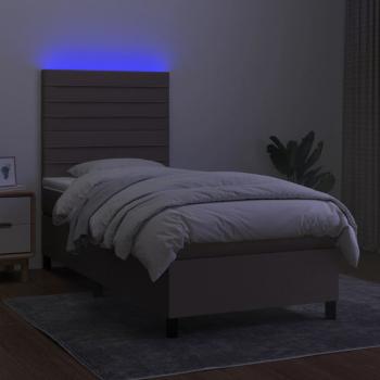 Boxspringbett mit Matratze & LED Taupe 100x200 cm Stoff