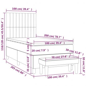 Boxspringbett mit Matratze Blau 100x200 cm Stoff