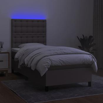 Boxspringbett mit Matratze & LED Taupe 100x200 cm Stoff