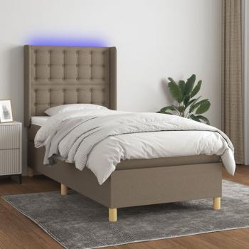 ARDEBO.de - Boxspringbett mit Matratze & LED Taupe 100x200 cm Stoff