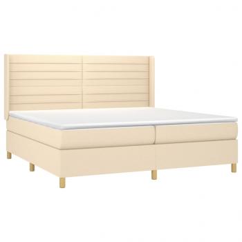 Boxspringbett mit Matratze & LED Creme 200x200 cm Stoff