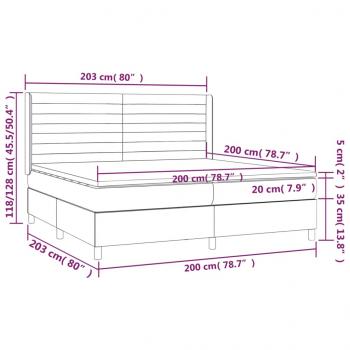 Boxspringbett mit Matratze & LED Taupe 200x200 cm Stoff