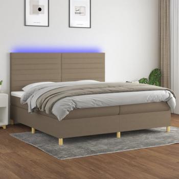 ARDEBO.de - Boxspringbett mit Matratze & LED Taupe 200x200 cm Stoff